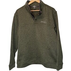 Eddie Bauer Radiator Fleece Snap Mock Pullover Green Mens Large Gorpcore Hiking